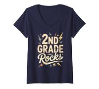 Mujer Épica 2º Grado Rocks Primer Día Maestro Coro Futuros Héroes Camiseta Cuello V
