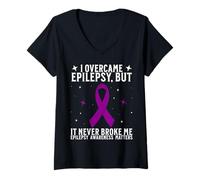Mujer Epilepsy Awareness Products Gifts Fight Epilepsy Warrior Camiseta Cuello V