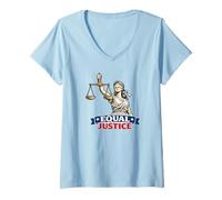 Mujer Equal Justice Lady Justice Scales Ojos vendados Patriótico Camiseta Cuello V