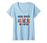 Mujer Equal Rights or I Bites Ally Cat Pride Gay Bear Mom LGBT Dog Camiseta Cuello V