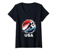Mujer Equipo de atletismo y atletismo USA Team Track and Field Apparel Camiseta Cuello V
