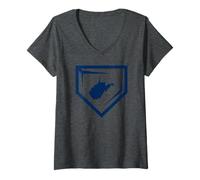 Mujer Equipo de béisbol WV Baseball Home Plate Mountain State West Virginia Camiseta Cuello V