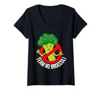 Mujer Equipo de Broma Anti brócoli sin brócoli Camiseta Cuello V