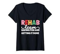 Mujer Equipo de rehabilitación divirtiéndose y haciéndolo Camiseta Cuello V