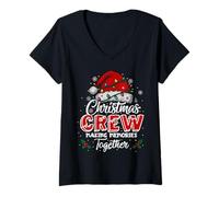 Mujer Equipo navideño creando Recuerdos Juntos, Luces Divertidas para Navidad Camiseta Cuello V
