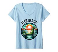 Mujer ¡Equipo Nessie! Divertido Monstruo del Lago Ness Camiseta Cuello V