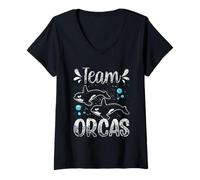 Mujer Equipo Orcas Proteger Ballena Orca Mar Camiseta Cuello V