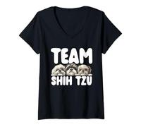 Mujer Equipo Shih Tzu Cute Dogs Camiseta Cuello V