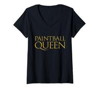 Mujer Equipo táctico del Jugador de Paintball Queen para Las mamás Camiseta Cuello V