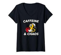 Mujer ER Nurse Caffeine & Chaos Medical Humor Camiseta Cuello V