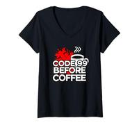 Mujer ER Nurse Code 99 Before Coffee Medical Humor Camiseta Cuello V