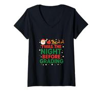 Mujer Era la Noche Antes de graduar - Funny Teacher Christmas Camiseta Cuello V