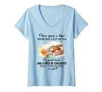 Mujer Érase una Vez había una Taza de té Un Buen Libro Camiseta Cuello V
