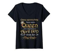 Mujer Érase una Vez una Reina nació en Abril de 1970 Camiseta Cuello V