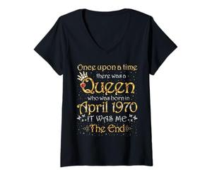 Mujer Érase una Vez una Reina nació en Abril de 1970 Camiseta Cuello V
