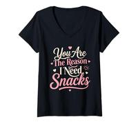 Mujer Eres La Razón Snacks Amor Divertido Parejas Camiseta Cuello V