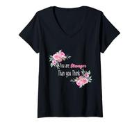 Mujer Eres más fuerte de lo que piensas Camiseta Cuello V