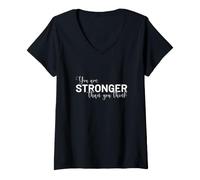 Mujer Eres más Fuerte Que Pensar Motivación Gimnasio Frase Fuerza Camiseta Cuello V