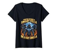 Mujer Eres un Tipo Inteligente o un Lobo Smella de Pedo Camiseta Cuello V