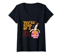 Mujer Eres una especie de humor de plátano de cáscara grande Camiseta Cuello V