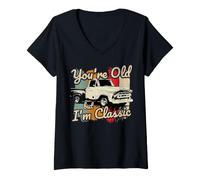 Mujer Eres Viejo Pero yo Soy un camión clásico de los 50 Camiseta Cuello V
