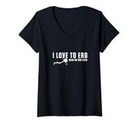 Mujer Ergómetro de Remo Divertido con Texto en inglés I Love To Erg Said No One Ever Camiseta Cuello V