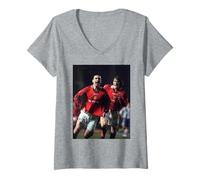Mujer Eric Cantona David Beckham GOL Celebración Hombre Utd Fútbol Camiseta Cuello V