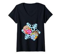 Mujer Erizo Bolas de árbol de Navidad Divertidas Lindas Xmas Navidad Camiseta Cuello V