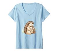 Mujer Erizo Mamá Bebé Madre Niño Mamá Amor Camiseta Cuello V