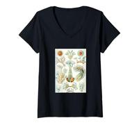 Mujer Ernst Haeckel Aquatic Life - Arte Vintage de biología Marina Camiseta Cuello V