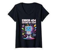 Mujer Error 404 No se encontró un Disfraz Divertido de Geek para Halloween Que coincidiera Camiseta Cuello V