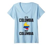 Mujer Es Colombia No Columbia Bandera Colombiana Latino Colombiano Camiseta Cuello V