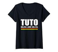 Mujer Es con Tuto Presidente Bolivia Libre Bandera Boliviana 2025 Camiseta Cuello V
