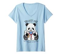 Mujer Es Curioso, créeme, Soy Casi un Doctor, Estudiante de Medicina, Panda Camiseta Cuello V