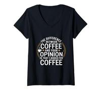 Mujer Es Curioso la Diferencia Entre el café y tu opinión Camiseta Cuello V