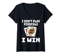 Mujer Es curioso: «No juego a Pinochle, gano», juego de cartas, sarcasmo Camiseta Cuello V