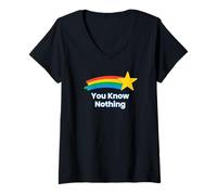 Mujer Es Curioso, no Sabes Nada, Rainbow Shooting Star Camiseta Cuello V