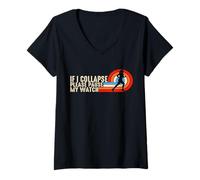 Mujer Es Divertido Correr y Hacer Ejercicio. Si me derrumbo, por Favor, Pausa mi Reloj Camiseta Cuello V