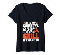 Mujer Es el 250 de mi país y asaré si Quiero - 250 USA Camiseta Cuello V