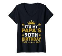 Mujer Es el 90 cumpleaños de mi papá, Feliz cumpleaños, 90 años Camiseta Cuello V