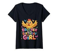 Mujer Es el cumpleaños de mi Hermano de Pollo para cumpleaños Familiar Camiseta Cuello V