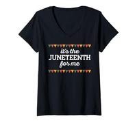 Mujer ES EL JUNETEENTH para MI 19 de Junio de 1865 Meme Camiseta Cuello V