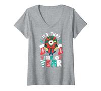 Mujer Es Esa época del año Diversión Festiva de Minion Camiseta Cuello V