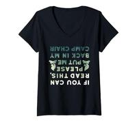 Mujer Es Gracioso si Puedes Leer Esto Put Me Back In Camp Chair Camiseta Cuello V