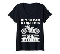 Mujer Es gracioso si puedes leer esto: Se cayó de una moto motera Camiseta Cuello V