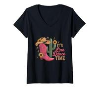 Mujer Es Hora de Baile de línea Country Line Dancing Camiseta Cuello V