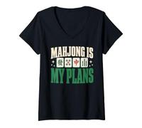 Mujer Es la Hora del Mahjong, Azulejos Florales, Amantes del Mahjong Camiseta Cuello V