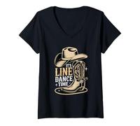 Mujer Es Line Dance Time Line Dancing Western Country Camiseta Cuello V