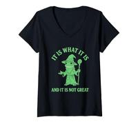 Mujer Es lo Que es y no es un Gran Mago de Rana Camiseta Cuello V