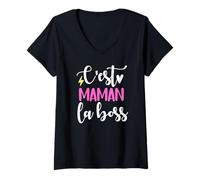 Mujer Es mamá la Jefe Regalo cumpleaños día de la Madre Mujer Camiseta Cuello V